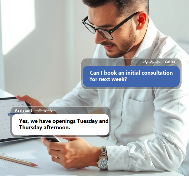 Prospective clients want clarity and momentum, not voicemail. Let callers book discovery...