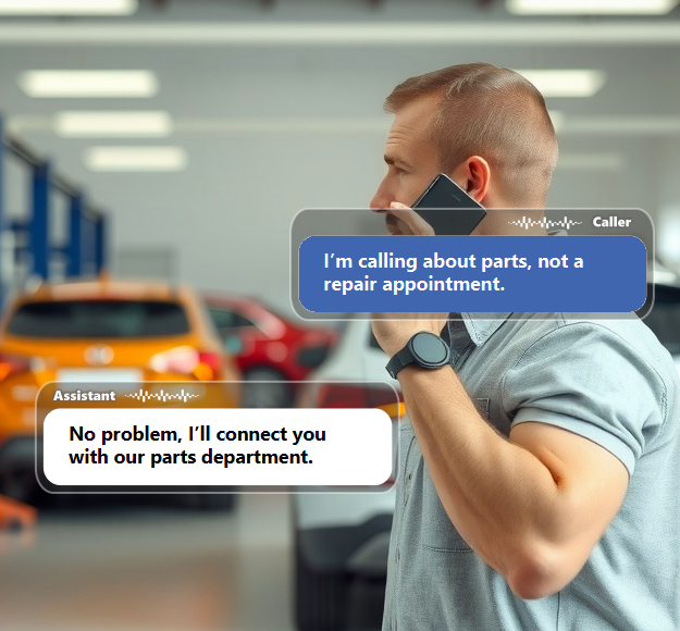 Sales, service, parts, and financing inquiries all need different handling. Route each...