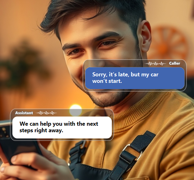 Vehicle trouble does not always happen during business hours. Keep answering customer...