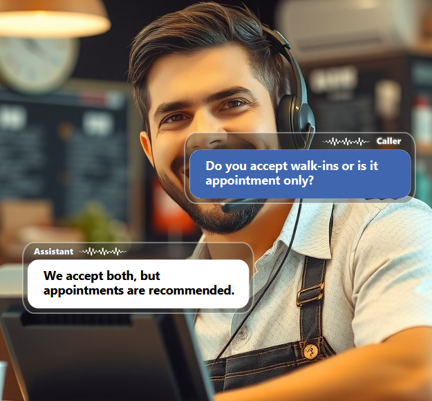 People call to ask about walk-ins, pricing, kids’ cuts, and beard services...
