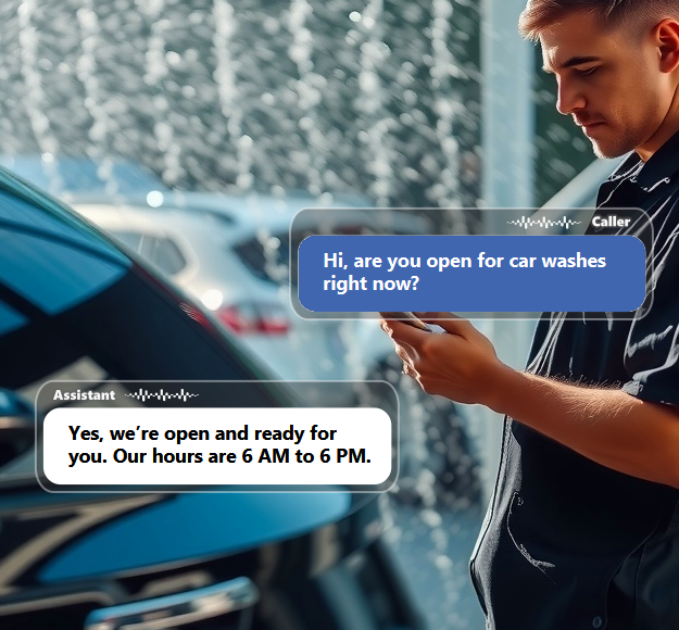 When customers are ready for a wash, they choose whoever answers first....
