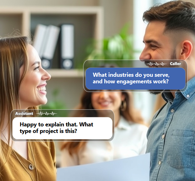 Many callers are trying to understand your services, engagement process, timeline, industries...