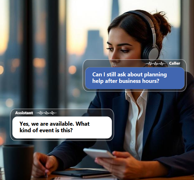 Event planning conversations happen outside normal business hours, especially when clients are...