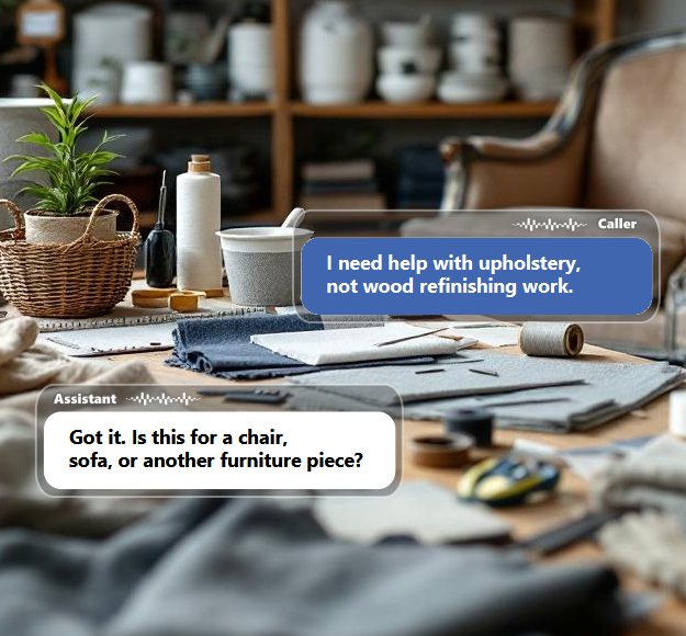 Furniture repair calls may involve upholstery, wood repair, refinishing, antique restoration, structural...