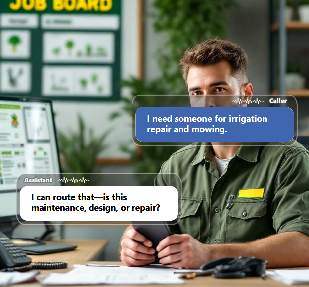 Some callers need recurring lawn maintenance, while others want hardscaping, planting, drainage...