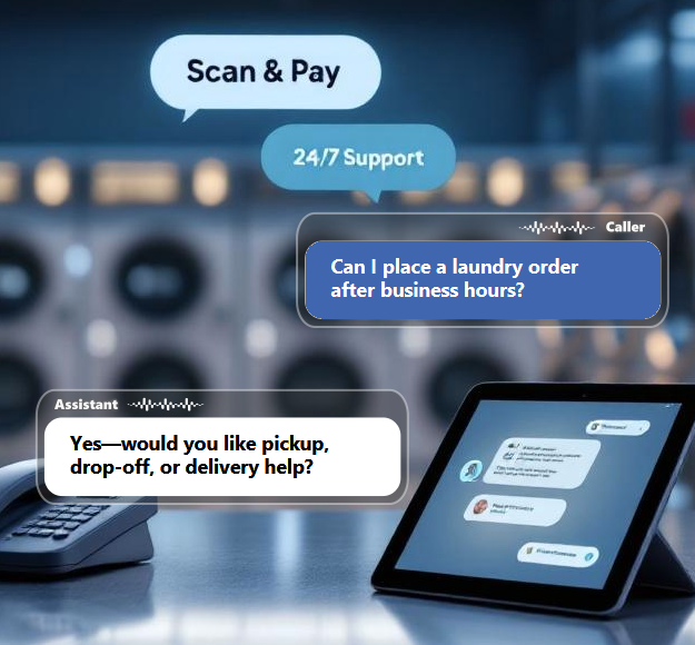 Laundry needs do not always arise during standard hours. Customers may want...