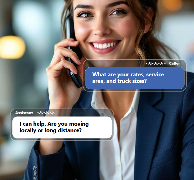 Customers often have questions about service areas, pricing, packing options, insurance, truck...