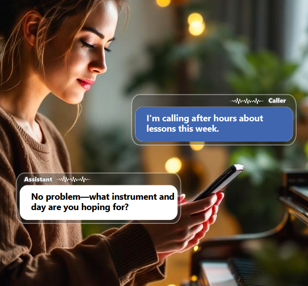 Music inquiries do not always happen during office hours, especially when parents...