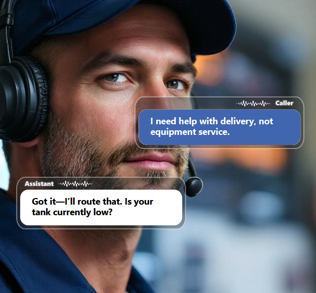 Some callers need a routine refill, others need tank installation, billing help,...